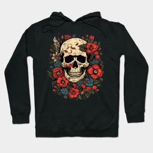 Skull Guitar and Flowers Hoodie